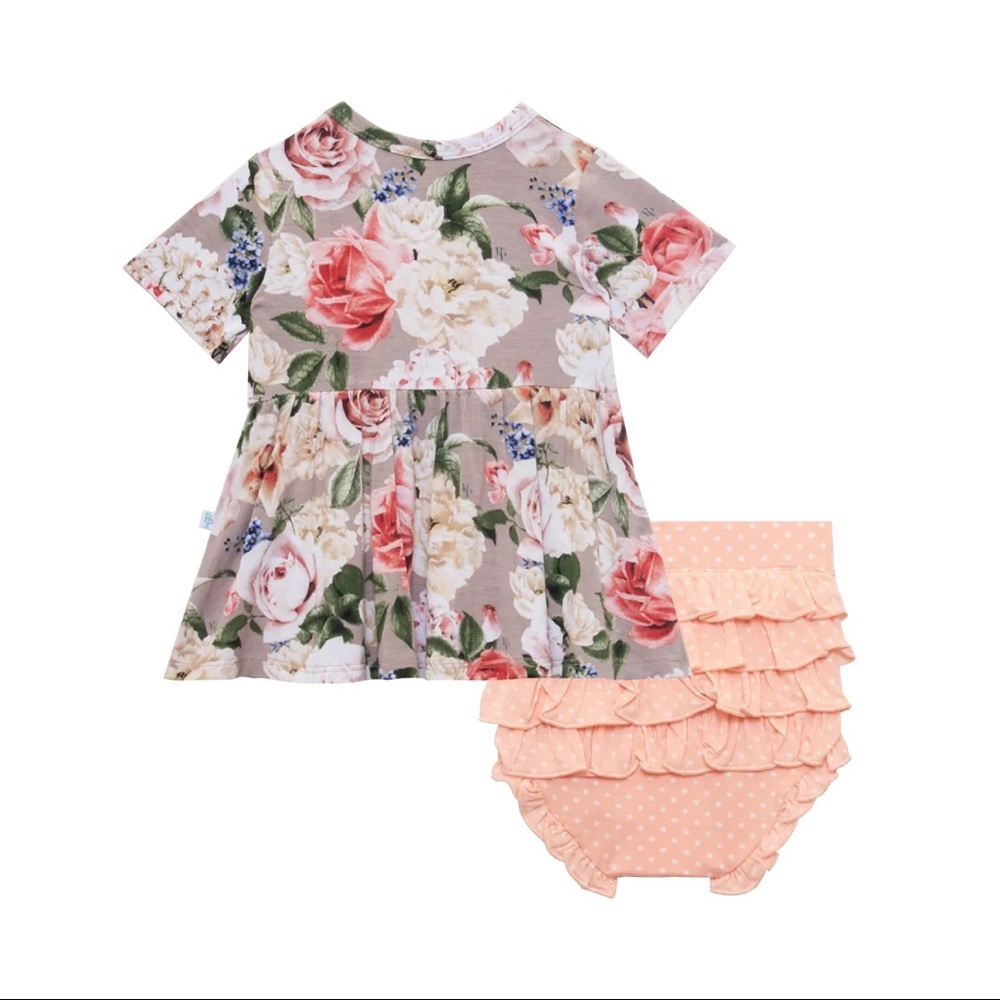 Posh Peanut - 3-6m shirt sleeve bummie set (Bamboo)